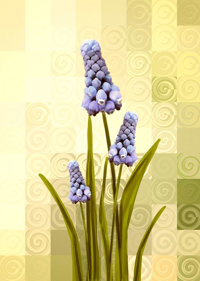 retro green flowers 1