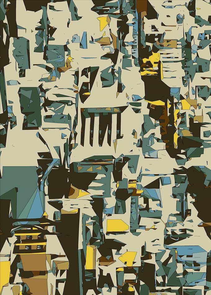 green brown yellow blue drawing abstract background