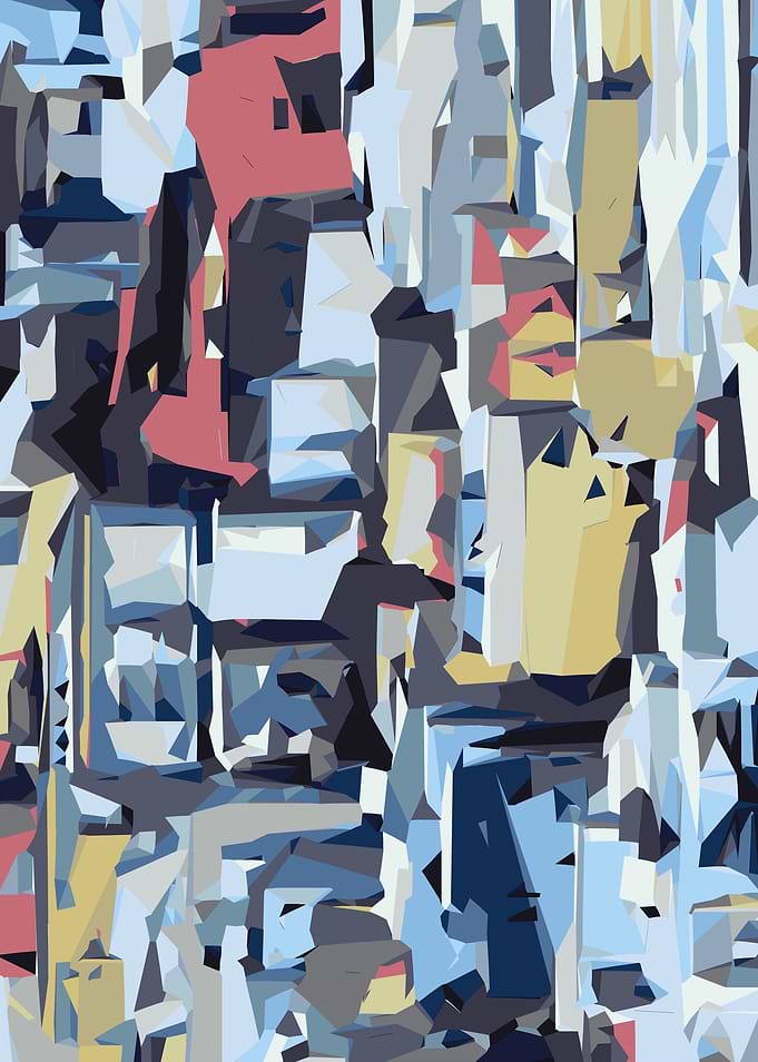 red blue pink and yellow drawing and painting abstract ...