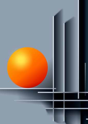 Orange ball and shapes