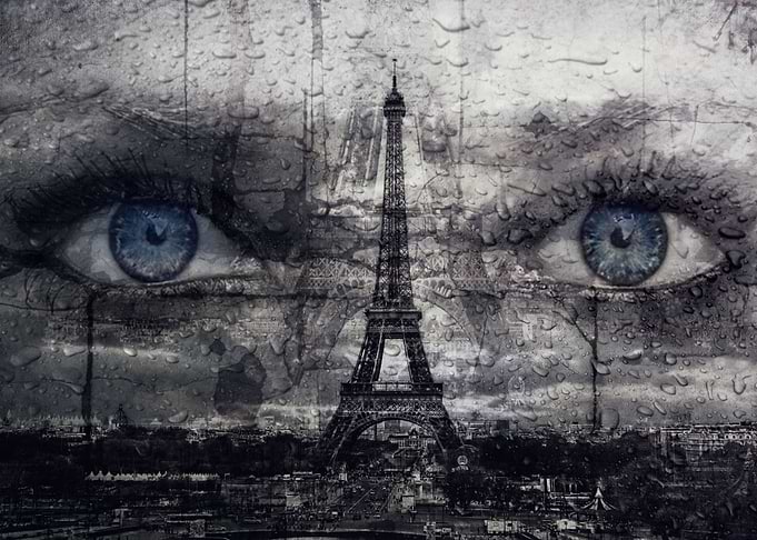eyes of a woman with eiffeltower...miss you in Paris