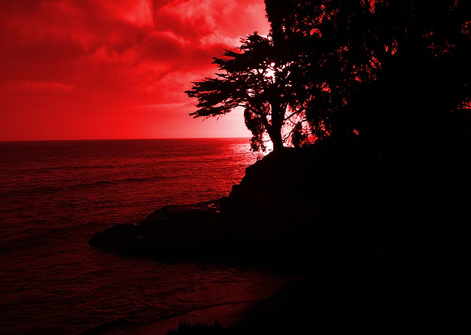 beautiful sunset in red
