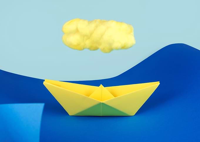 The yellow cloud over the yellow ship.