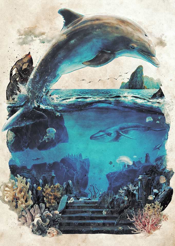 My subtle geek nature surrealism art of the Dolphin and ...