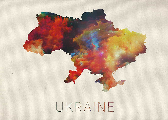 Watercolor Map of Ukraine.