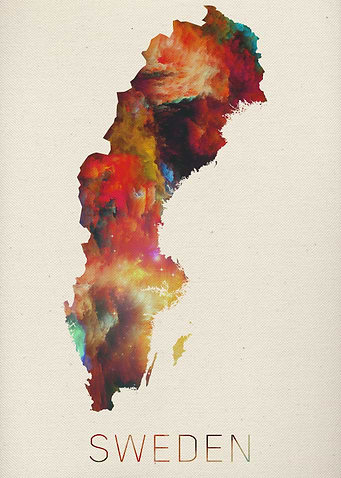 Watercolor Map of Sweden.