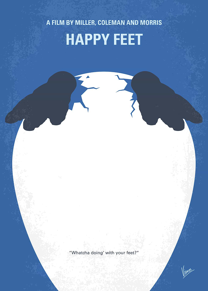 No744 My Happy Feet minimal movie poster Into the worl ...