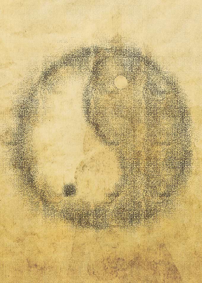 ying yang on old paper.