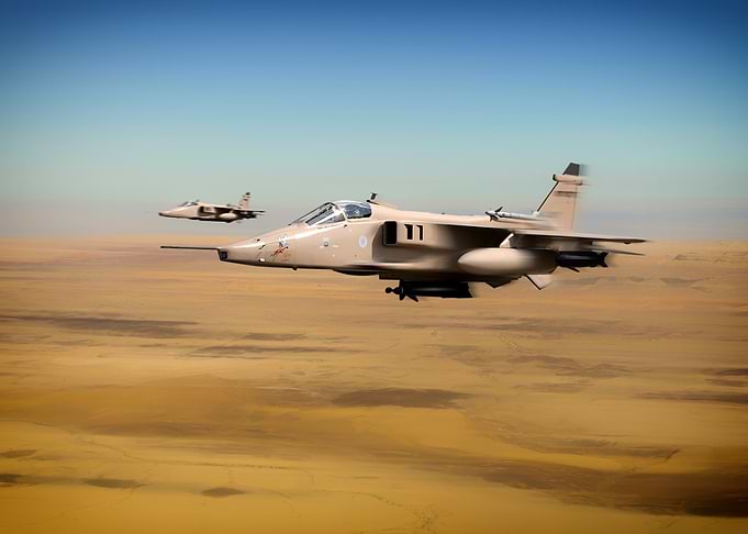 Royal Air Force Jaguars over the desert