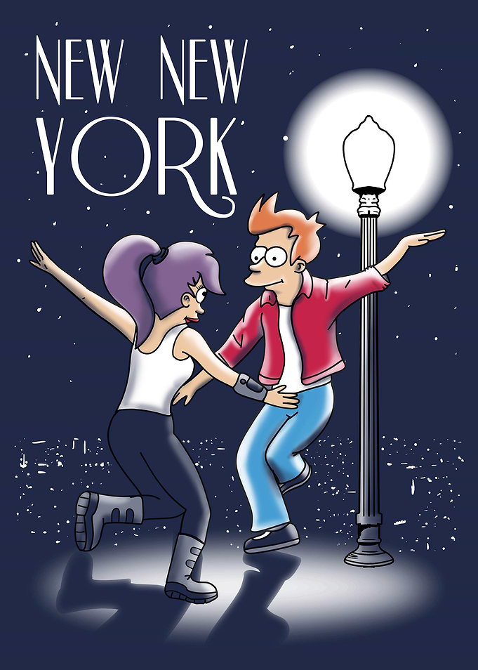 new new york. la la land parody with futurama