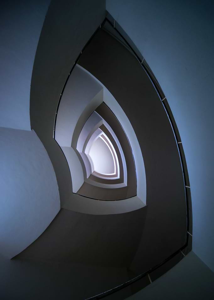 Modern staircase in blue tones