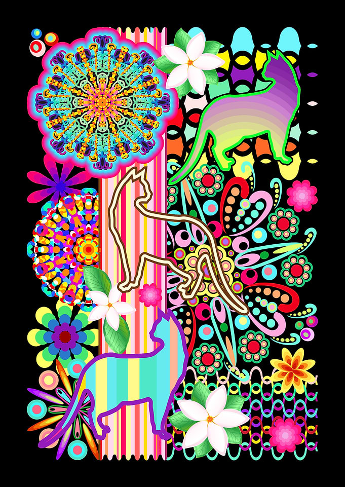 Mandalas, Cats & Flowers Fantasy Pattern