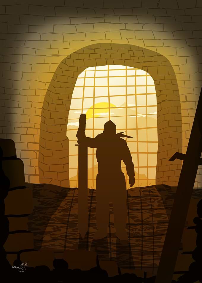 The Knight. 2D flat artwork.