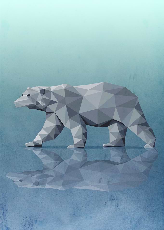 Geometric polar bear walking on ice. Elegant and cold. ...