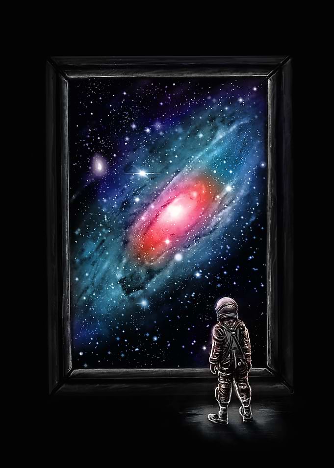 Looking Through a Masterpiece - An astronaut looking ...