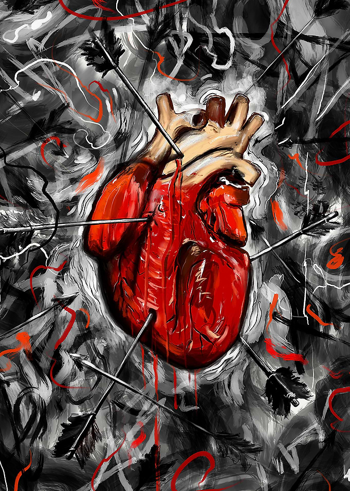 Heart & Arrows - A painting of heart and arrows with te ...