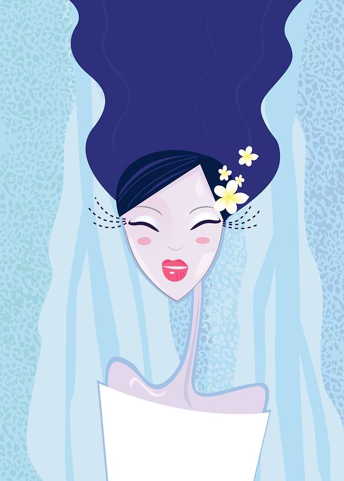 Water asia hand-drawn Geisha. New edition in Creative s ...
