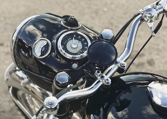 close up of a classic British bike