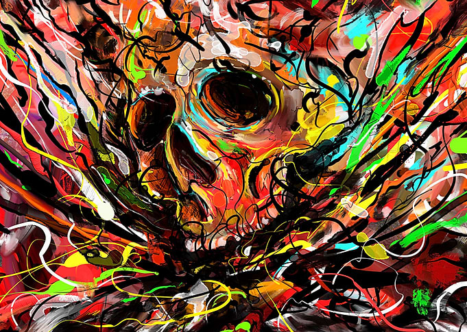 Post Mortem - Life after death. A digital painting with ...