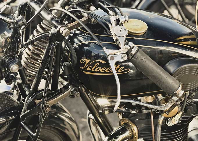 close up of a classic british motorcycle