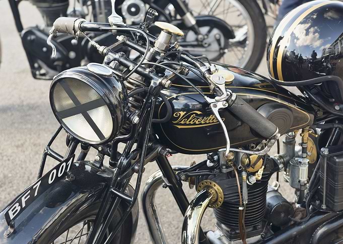 close up of a classic british motorcycle