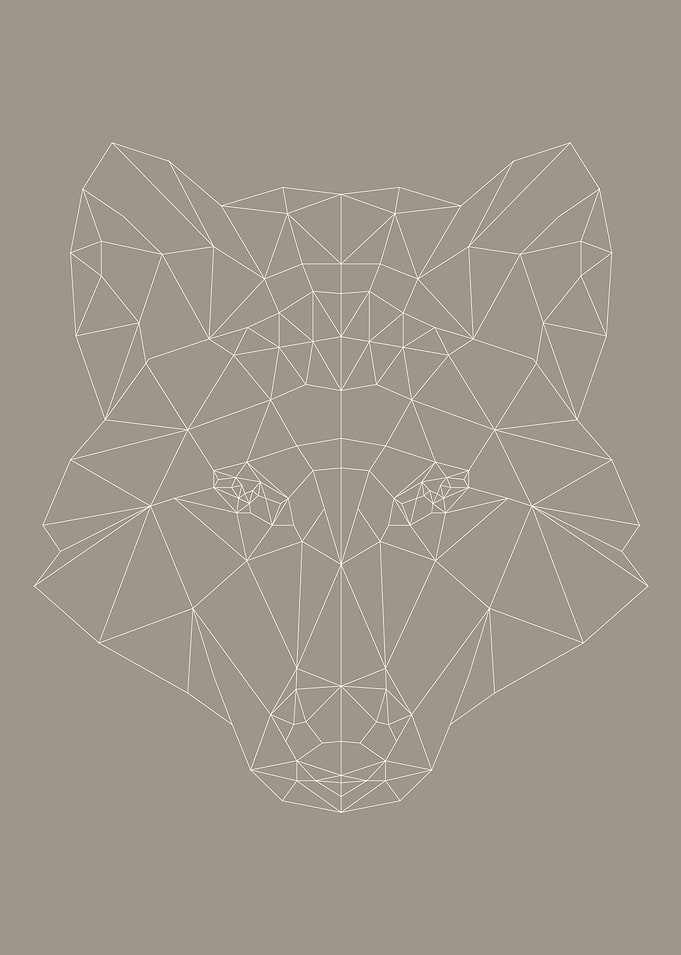 Low poly art wire frame of a wolf.
