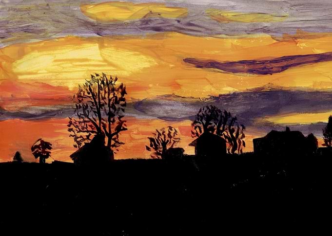 a selfmade painting of the horizon