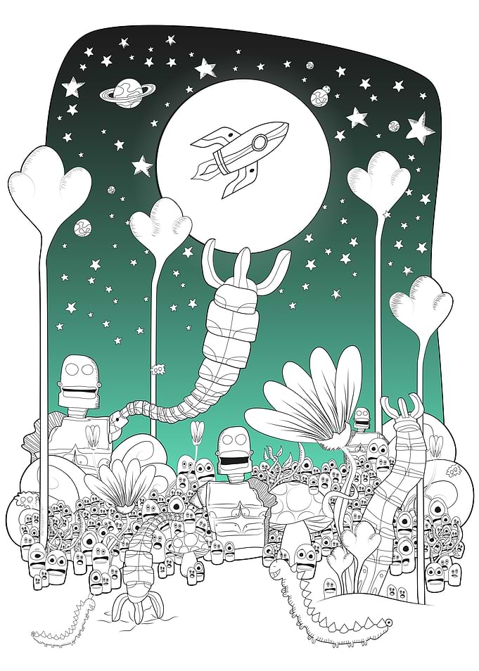 Robot attack little monste