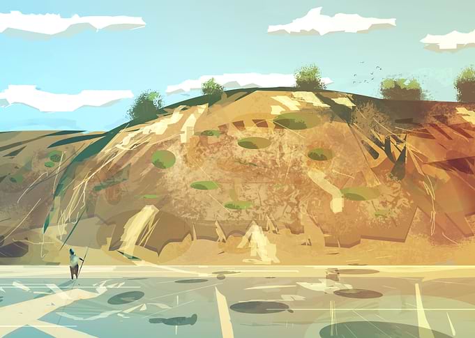 up the hill