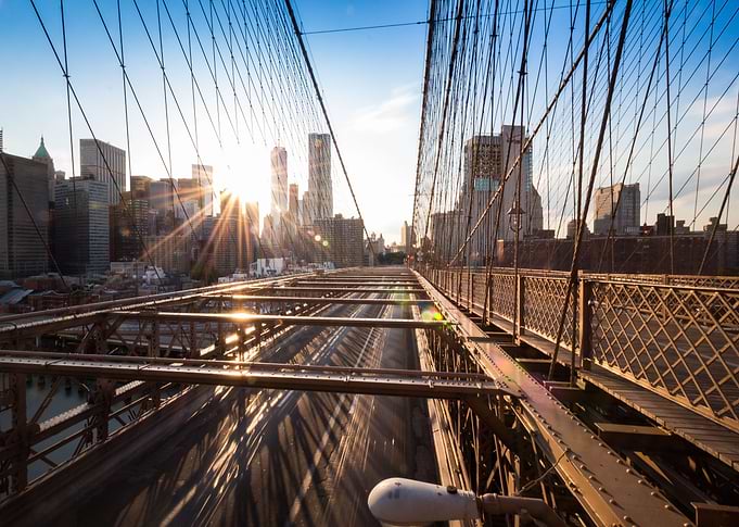 Sunset on Brooklyn Bridge