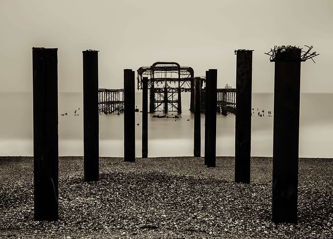 The West Pier Brighton, has been destroyed by fire and ...