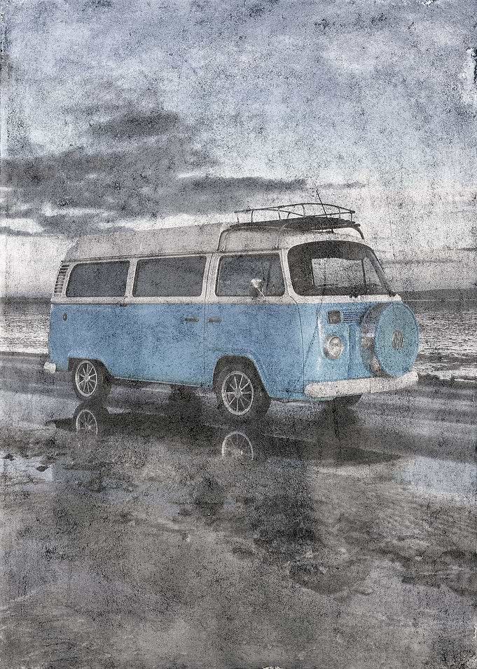 Vintage Powder Blue VW Camper