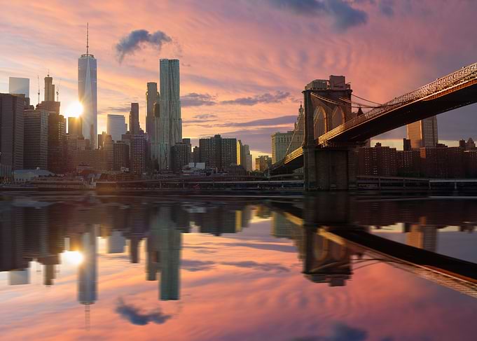 pink sky, New York