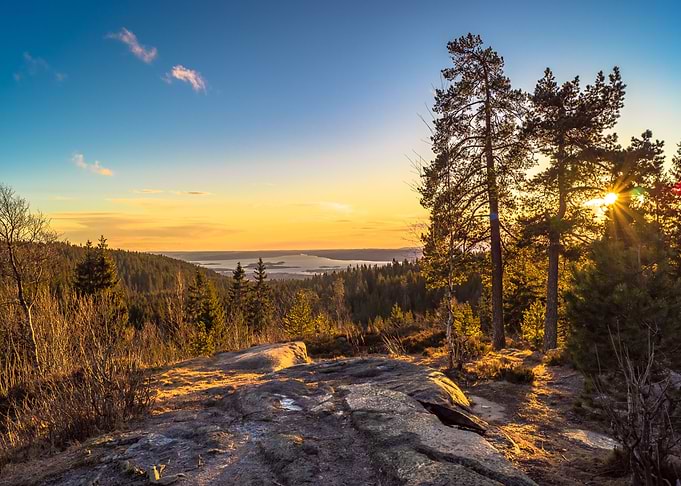 Sunset looking over Oslo, Norway.