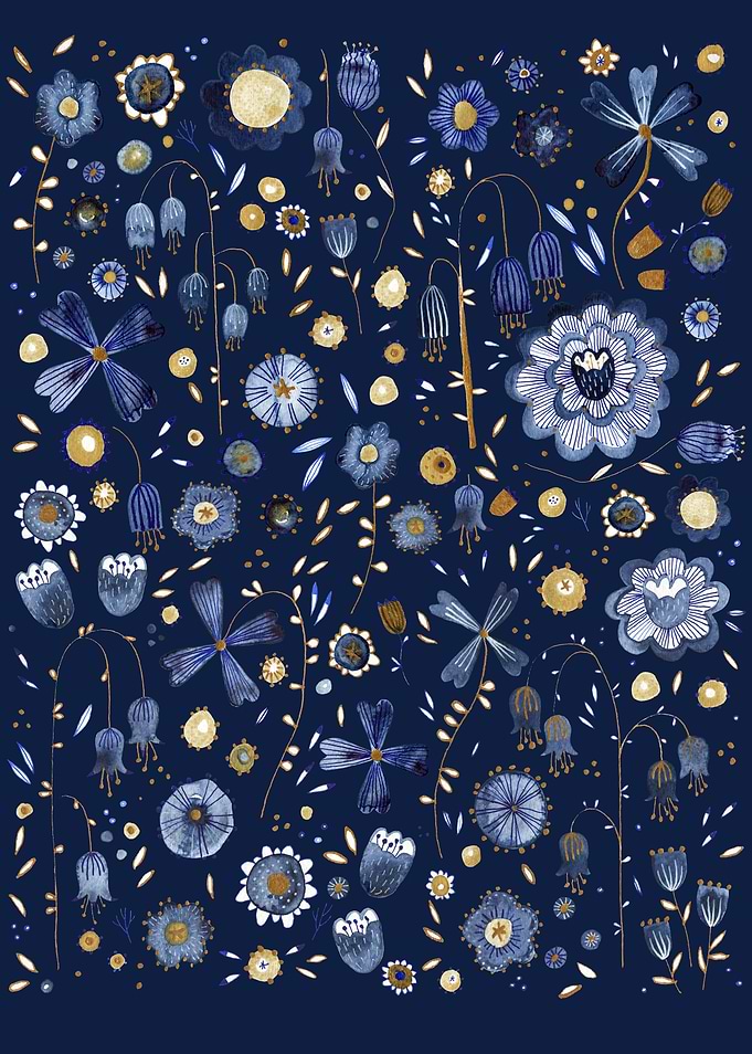 Indigo Flowers at Midnight