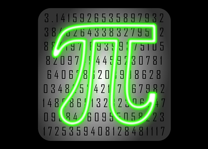 A neon, green pi symbol to celebrate Pi Day.