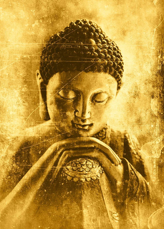 Golden contemplating buddh