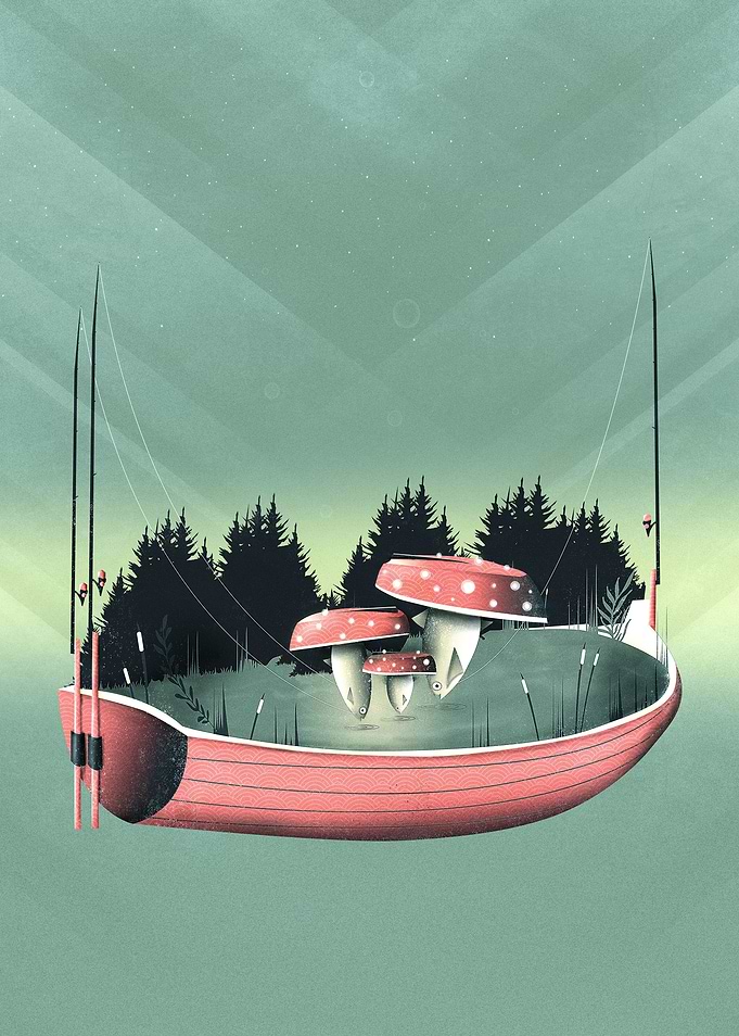 Fishing for Mushrooms | Digital Art, 2017