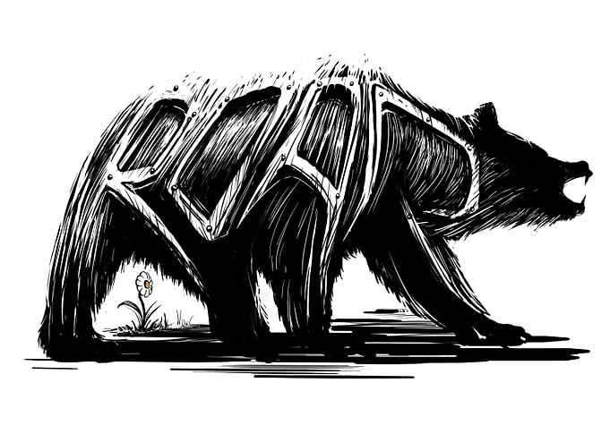 'bear says' (black and white version)