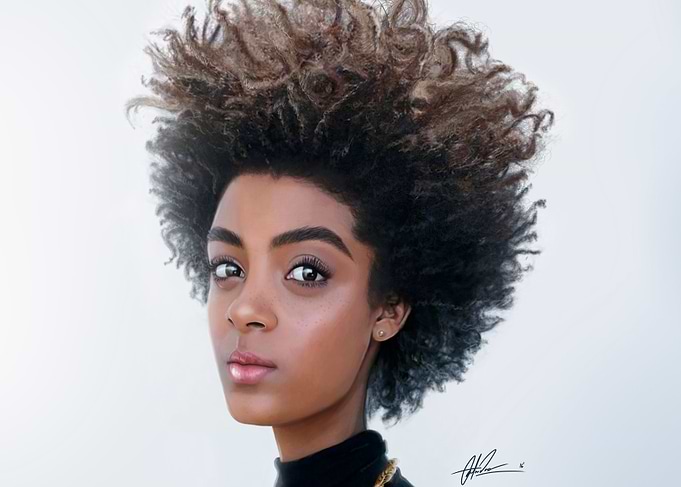 mujer afro de ojos que te explican de donde viene.