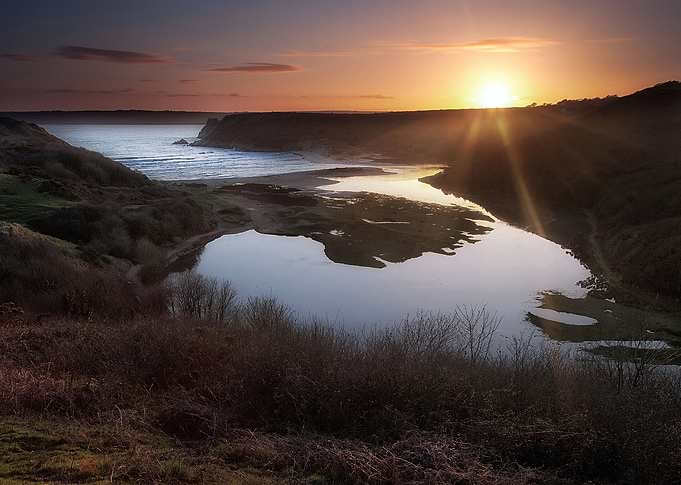 Three Cliffs Bay, a well known coastal beauty spot in S ...