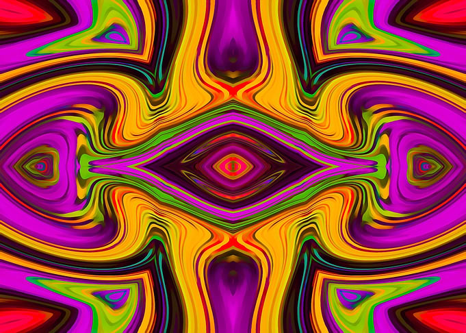pink purple yellow green red symmetry art abstract back ...