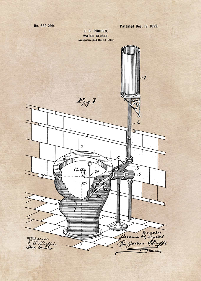 patent art Rhodes Water Closet 1899