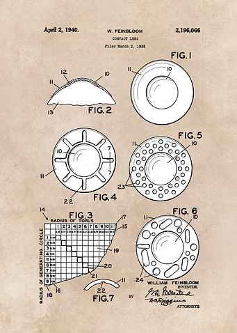 patent art Feinbloom Contact Lens 1938