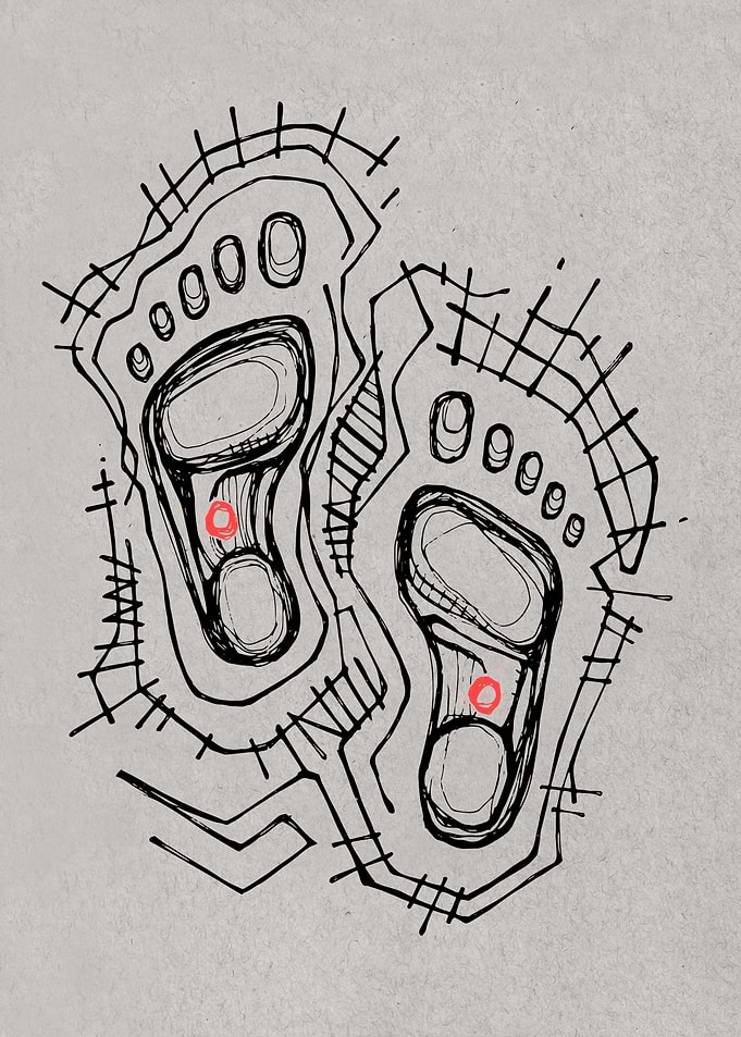 Hand drawn illustration or drawing of Jesus Christ feet ...