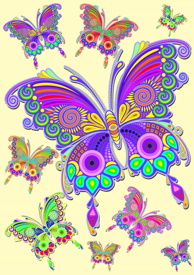 Butterfly Colorful Tattoo Style Pattern