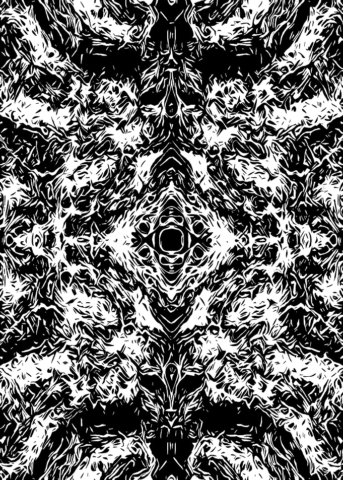 psychedelic graffiti symmetry art abstract in black and ...
