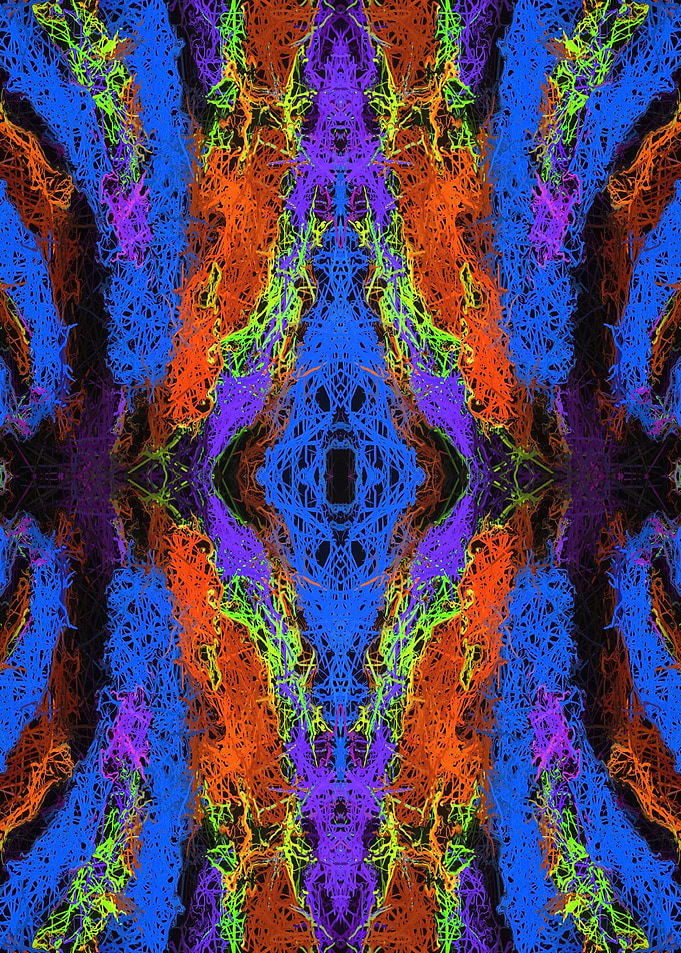 psychedelic graffiti geometric drawing abstract in blue ...
