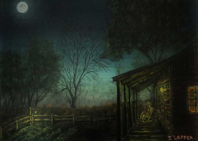 Acrylic painting by Jack Lepper: A country boy is enjo ...