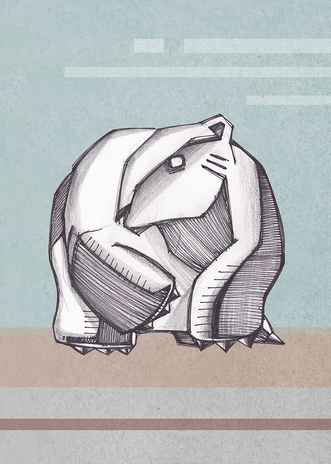 Hand drawn illustration or drawing of an abstract polar ...